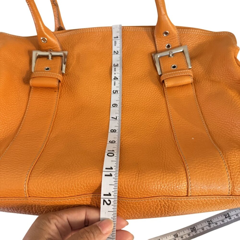 Suarez Made in Italy Cognac Pebbled Leather Shoulder Women’s Tote Bag - Picture 10 of 11